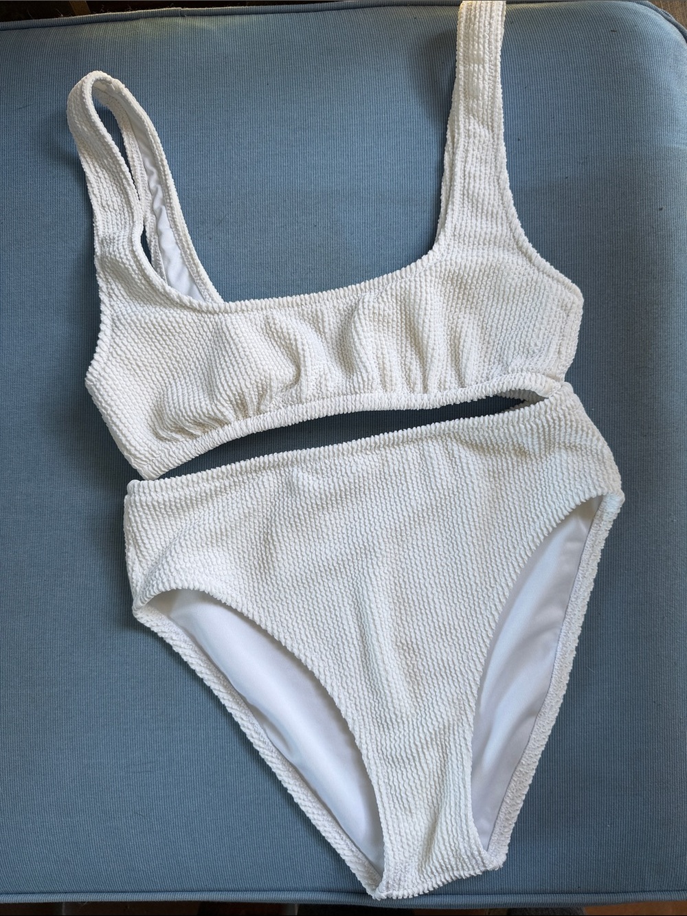 J. Crew White Textured Scoop Bikini Set